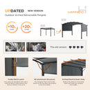 HAPPATIO 10' x13' Outdoor Arched Patio Pergola, Outdoor Retractable Pergola with Sun Shade Canopy, Aluminum Frame with Canopy Fixed in Various Positions for Gardens, Patios, Backyards (Grey)