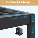 Greesum 10x10FT Outdoor Aluminum Pergola, Electric Adjustable Louvered Pergola with LED Lights and Gutter System, Metal Gazebo for Patio, Deck, Garden, Yard, Black