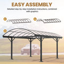 BUPPLEE Heavy Duty Metal Carport Kit 10 x 15 ft, Aluminum Carport with UV50+Resistant PC Sunlight Panels,Sturdy Metal Carports for Cars, Boats,Outdoor Storage Shed,Anti Rust Awning,Snow