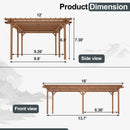 YOPTO 12x16 FT Outdoor Gazebo,Wooden Grape Pergola with Waterproof and Climbing Plant Support,Garden,Terrace,Backyard,Deck, Wind Protection Rating:Level 6,Brown