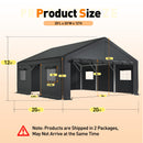 Bepatio 2 Car Carport, 20 x 20 Heavy Duty Metal Carport, All Weather Extra Large Car Port, Outdoor Portable Garage with Side-Opening Doors & Roll-Up Windows