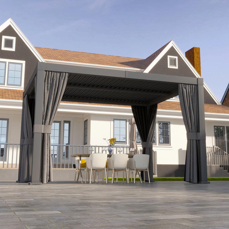 Aoxun Louvered Pergola 10 x 12ft Outdoor Aluminum Pergola with Adjustable Roof for Gardens, Decks and Backyards, Gray