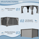 Aoxun Louvered Pergola 12' x 16' Outdoor Aluminum Pergola Adjustable Roof, with Waterproof Curtains and Nets, for Decks, Gardens, Gray