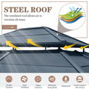 EROMMY 12'x14' Hardtop Gazebo, Double Roof Metal Canopy with Aluminum Frame, Netting and Shaded Curtains Included Permanent Outdoor Pavilion Gazebos for Patio, Backyard, Deck and Lawns