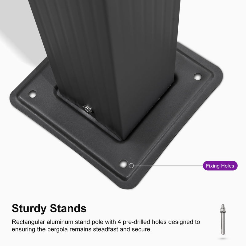 PURPLE LEAF 10' X 13' Outdoor Retractable Pergola with Sun Shade Canopy Patio Metal Shelter for Porch Garden Beach Pavilion Grill Gazebo Modern Yard Grape Trellis Pergola, Gray