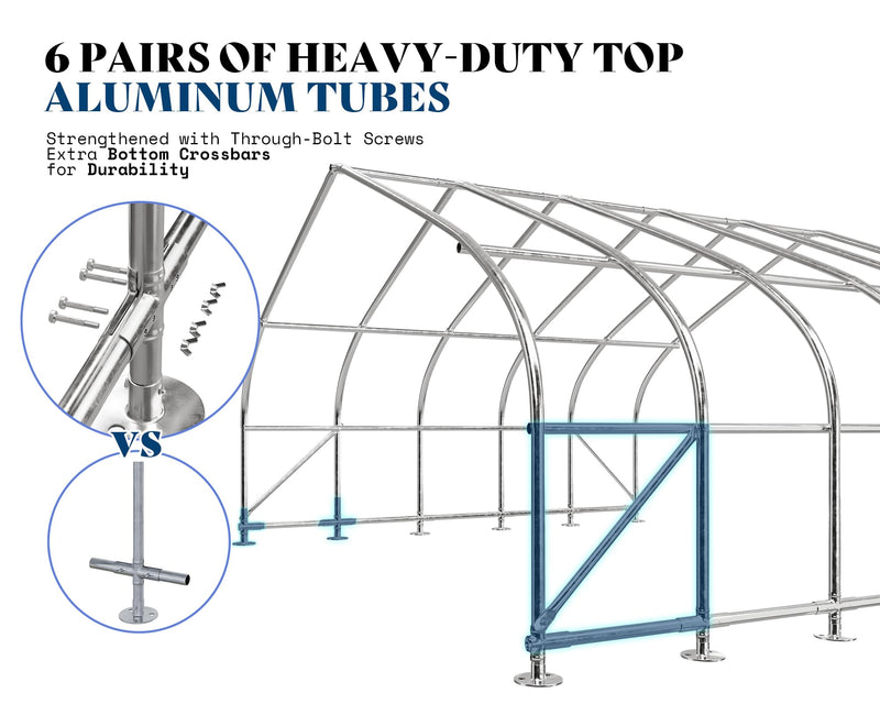 AMERLIFE 22.5 x 20FT Heavy Duty Double Carport, Galvanized Steel Frame Garage Shelter,Outdoor Storage, Waterproof 3-Layer PE Cover, Fits 2 Cars, Boat, Farm Equipment, Silver Gray