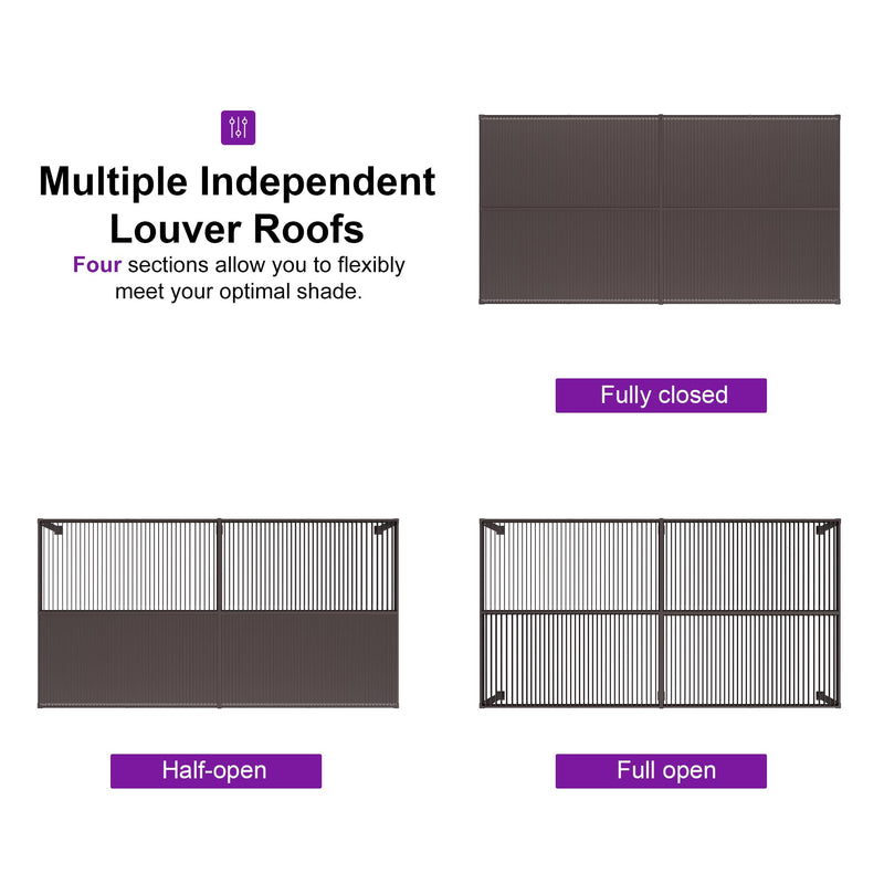 PURPLE LEAF 13' x 20' Louvered Pergola Outdoor Adjustable Louvre Shade Modern Patio Aluminum Pergola with Retractable Roof for Deck Backyard Garden Hardtop Gazebo
