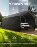 VEVOR 10x20 FT Heavy Duty Carport, Car Port Car Canopy, Potable Garage Car Canopy with Removable Sidewalls, Outdoor Car Shelter, UV and Water-Resistant Car Tent for Cars, Boats, Trucks, and Equipment