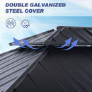 CHARMELEON 10'x12' Wood Gazebo,Patio Cedar Wood Gazebo with Mosquito Netting and Curtains, Galvanized Steel Hardtop Pavilion for Outdoor, Garden, Deck