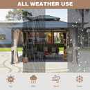 EROMMY 12'x14' Hardtop Gazebo, Double Roof Metal Canopy with Aluminum Frame, Netting and Shaded Curtains Included Permanent Outdoor Pavilion Gazebos for Patio, Backyard, Deck and Lawns