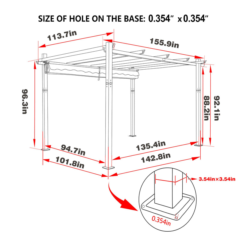 VEIKOU 10x13ft Pergola, Metal Pergola w/Thicker Post & Upgraded Retractable Pergola Canopy, Heavy-Duty Aluminum Pergolas and Gazebos Outdoor Shelter for Porch Yard, Beige