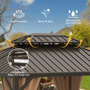 Domi 12'x16' Hardtop Gazebo Canopy Metal,Outdoor Aluminum Gazebo with Galvanized Steel Double Roof,Curtain and Netting,Permanent Gazebo Pavilion for Patio Deck,Backyard