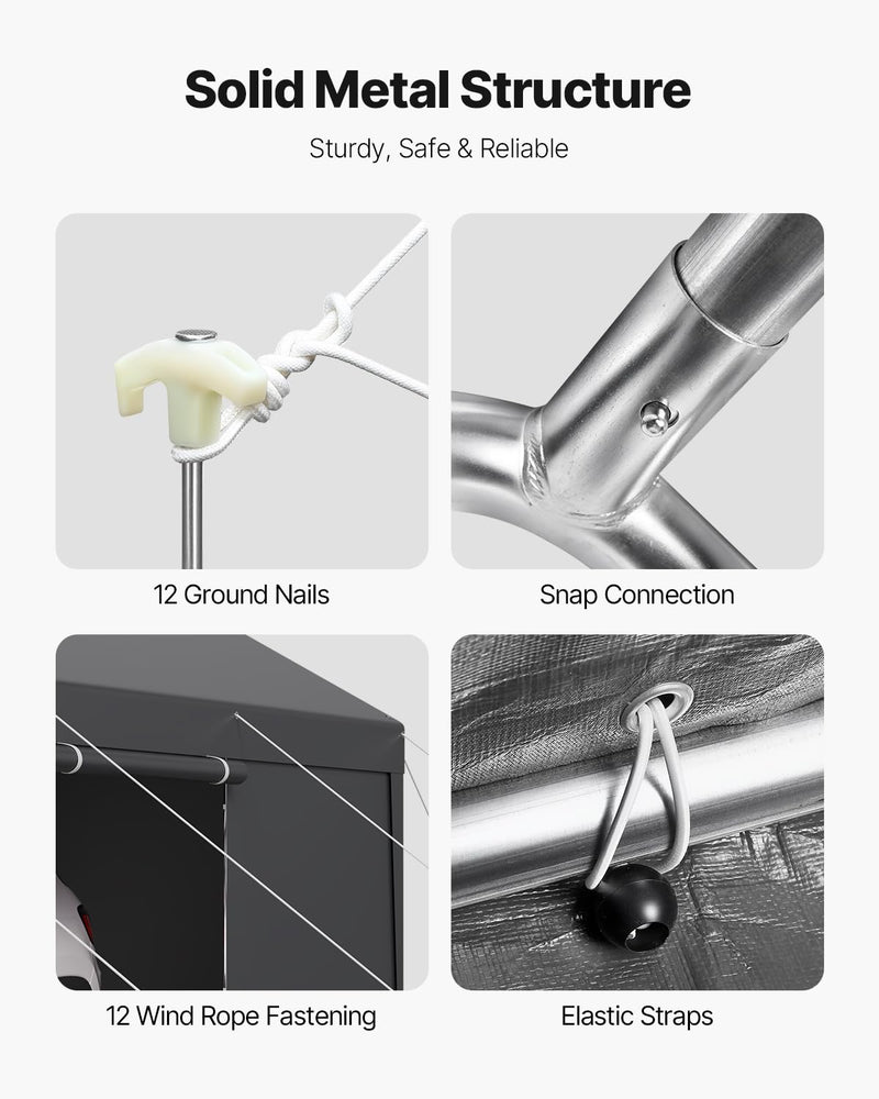 VEVOR 12x20 FT Heavy Duty Carport, Portable Car Canopy with Removable Sidewalls and Door, Outdoor Car Shelter, UV-Resistant, Water-Resistant, All-Season Car Shelter for Cars, Boats, and Equipment