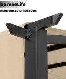 GarveeLife 10 x 10 Ft Outdoor Arched Pergola, Metal Pergola with Retractable Canopy, Arched Style Gazebos for Backyard, Lawn, Patios (Khaki)