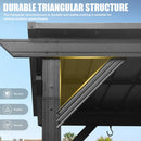 Domi 6.5x12FT Hardtop Grill Gazebo, Outdoor BBQ Gazebo with Galvanized Steel Sloping Roof, Metal Permanent Sun Shade Grill Canopy Shelter with 2 Side Shelves and Ceiling Hooks for Patio Yard, Gray