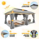 HOTEEL Gazebo 12x20, Outdoor Gazebo on Clearance with Double Ventilated Flat Roof, Privacy Curtains & Mosquito Netting, Easy Set up Canopy Tent with Stable Metal Frame for Patio, Gray (Upgraded 2.0)