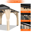 13’x15’ Outdoor Wooden Gazebo - Outdoor Patio Gazebo with Galvanized Steel Double Roof, Cedar Wooden Frame Pavilion with Netting and Curtains, Pergolas for Garden, Lawn, Poolside(13x15FT)