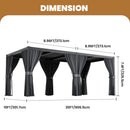 SUNBURY 10'X 20' Louvered Pergola, Aluminum Outdoor Pergola with 4 Adjustable Roof, All-Weather Use, Netting & Privacy Curtains, Waterproof Patio Shade Cover for Patio, Backyard, Lawn, Garden, Black