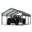SUNLEI 12'x15'x8.5' Metal Carport, Heavy Duty Metal Carport Canopy with Galvanized Steel Roof and Frame, Permanent Garage for Pickup, Bass Boat, Trucks, Car and Tractors
