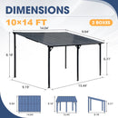 OC Orange-Casual 10x14 FT Patio All-Iron Gazebo,Hard Top Lean to Gazebo Pergola with Roof, Wall Mounted Heavy Duty Awnings, for Outdoor, Backyard, Deck
