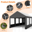 Towallmark Carport, Heavy Duty 12FT X 20FT Carport Canopy, with 4 Load-Bearing Sandbags, Roll Up Mesh Window, Pe Waterproof Canopy, Reinforced Steel Pipes 1.3mm Tube Wall Thickness for Cars, Truck