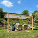 PURPLE LEAF 10' x 14' Louvered Pergola Outdoor Wood Grain Aluminum Pergola with Adjustable Roof Retractable Patio Rainproof Hardtop Gazebo for Deck Backyard Garden