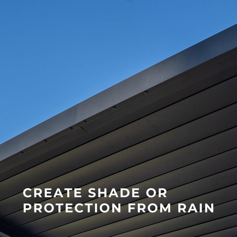 Backyard Discovery Evanston 10'x10' Galvanized Steel Wall-Mounted Louvered Pergola Kit with Adjustable Roof, Shade, Rain Protection, High-Wind Rating, PowerPort, Gutter System for Outdoor Patio, Deck