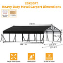 20 x 30 FT Metal Carport with Galvanized Steel Roof, Heavy Duty Metal Roof Carport with Enhanced Base, Tall MetalCarport Kits Garage for Tractors, Trucks, Boats, Cars