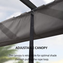 PURPLE LEAF 10' X 13' Outdoor Retractable Pergola with Sun Shade Canopy Patio Metal Shelter for Porch Garden Pavilion Grill Gazebo Yard Modern Gray Pergola with 24 Led Hanging String Lights