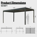 SHPAI 10’ x 16’ Louvered Pergola, Outdoor Pergola Aluminum Frame with Adjustable Rainproof Metal Roof, Permanent Sun Shade with Drainage System for Backyard, Garden and Lawn (Grey)