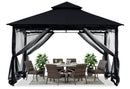 ABCCANOPY Gazebos for Patios 10x12 - Outdoor Steel Frame Gazebo with Mosquito Netting for Lawn Backyard Garden Deck (Black)