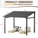EBE 10' x 8' Hardtop Gazebo, Lean to Gazebos Outdoor Pergola with Galvanized Steel Roof, Wall Mounted Gazebo Pergola, Metal Awning for Patio, Decks, Backyard