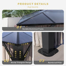 SOLUMIA 10’x12’ Hardtop Gazebo, Double Roof Patio Pergola with Polycarbonate Panels, Aluminum Frame, Outdoor Canopy with Netting for Backyard, Garden, and Deck – Durable & UV-Resistant