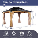CHARMELEON 10'x12' Wood Gazebo,Patio Cedar Wood Gazebo with Mosquito Netting and Curtains, Galvanized Steel Hardtop Pavilion for Outdoor, Garden, Deck