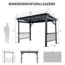 Domi 6.5x12FT Hardtop Grill Gazebo, Outdoor BBQ Gazebo with 2 Side Shelves and Ceiling Hook, Outdoor Grill Canopy with Galvanized Steel Slope Roof for Patio Lawn Backyard Deck, Grey