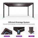 PURPLE LEAF 10' x 16' Louvered Pergola Outdoor Adjustable Louvre Shade Modern Patio Aluminum Pergola with Retractable Roof for Deck Backyard Garden Hardtop Gazebo