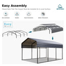 MFSTUDIO Carport 10x15 ft, Outdoor Heavy Duty Carports with Sidewalls, Metal Shed Canopy Shelters Garage Shelter Shade Car Ports with Galvanized Roof for Cars, Truck and Boats