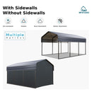 MFSTUDIO Carport 10x15 ft, Outdoor Heavy Duty Carports with Sidewalls, Metal Shed Canopy Shelters Garage Shelter Shade Car Ports with Galvanized Roof for Cars, Truck and Boats