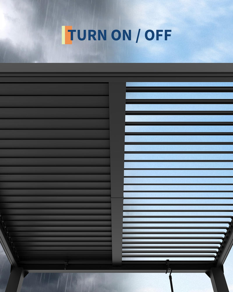 GarveeLife Louvered Pergola 10 ft x10', Outdoor Pergola with Adjustable Louvered Roof, Reinforced Aluminum Frame, Integrated Drainage System, Hardtop Gazebo for Patio, Deck, Gray