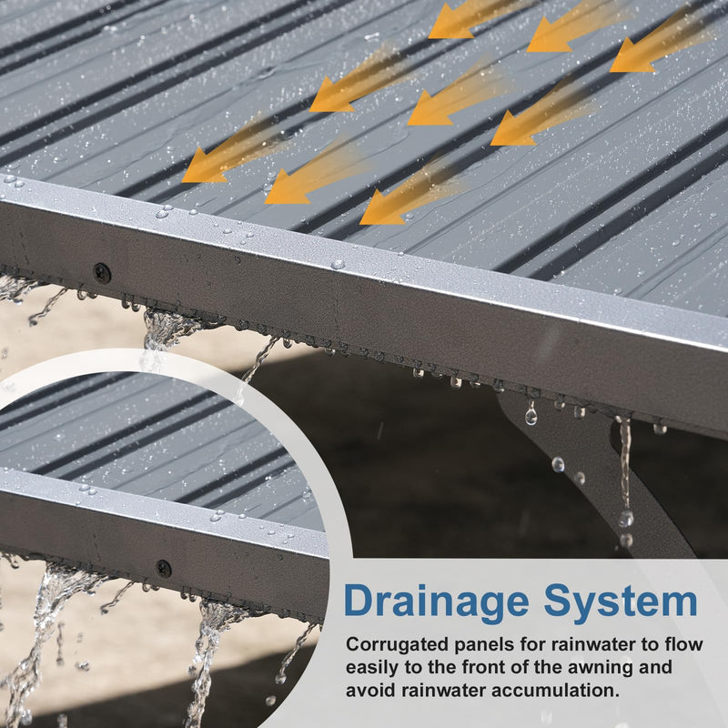 COBANA 10' x 14' Large Gazebo, Hardtop Wall Mounted Lean to Gazebo Pergola with Metal Roof for Patio, Deck, Backyard