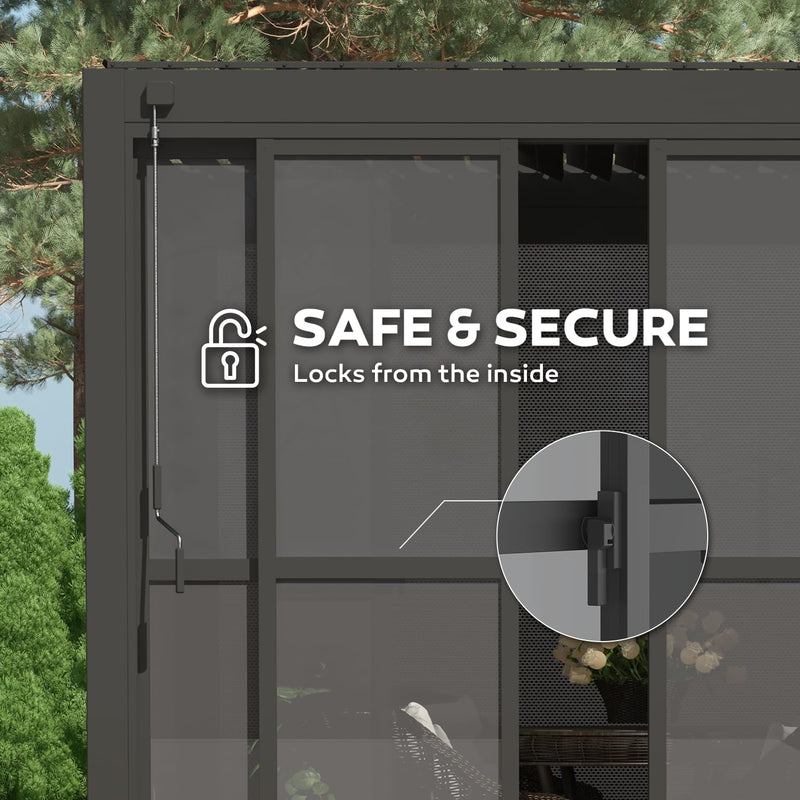 Mirador Accessory - 10' Sliding PC Door with Handle for Pergola 111 Series, 4-Piece Detachable Moveable Door, Easy Install Windproof UV-Resistant, Charcoal, not pergola