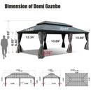 Domi 14'x24' Hardtop Gazebo Canopy,Outdoor Aluminum Gazebo with Galvanized Steel Double Roof, Extra Large Permanent Gazebo Pavilion for Patio Deck Backyard,Curtain and Netting,Grey