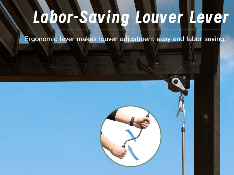 Domi Louvered Pergola 10X16FT, Aluminum Pergola with Adjustable Roof, Aluminum Frame, Efficient Drainage System, Outdoor Pergola for Patio, Deck, Garden, Brown