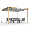 HAPPATIO 12' X 12' Retractable Pergola Canopy for Backyard, Garden, Patio; Woodgrain-Look Aluminum Frame with Retractable Pergola Canopy, Includes Anchors and Expansion Screws (Grey)