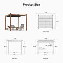 PURPLE LEAF 10' x 10' Outdoor Retractable Pergola with Sun Shade Canopy Patio Metal Shelter for Garden Porch Pavilion Natural Wood Grain Frame Aluminum Gazebo Modern Backyard Grill Pergola Gray