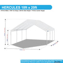 King Canopy Hercules 18-Feet by 20-Feet, 2-Inch Hammertone Steel Frame w/Buttons, 8-Leg, Carport, White