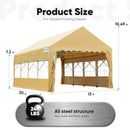 Quictent 13'X20' Retractable Party Tent with Wheels Movable Heavy Duty Carport Garage with Transparent Windows and Curtains