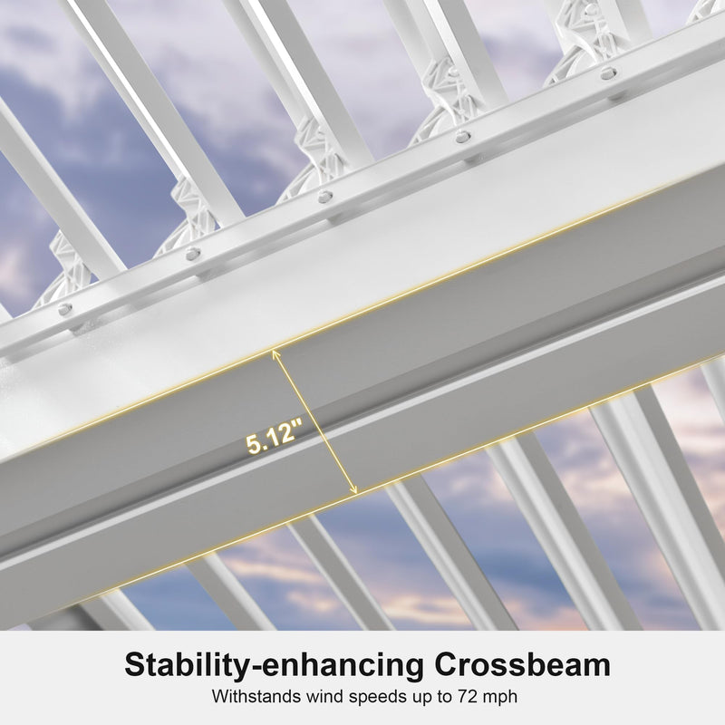 PURPLE LEAF Outdoor Louvered Pergola 12' x 12' White Aluminum Pergola Modern Shade Gazebo with 2 Independently Adjustable Rainproof Hardtop for Patio Garden Yard