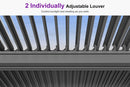 PURPLE LEAF Louvered Pergola 12' x 12' Outdoor Full Aluminum Pergola with Adjustable Rainproof Roof Modern Retractable Patio Hardtop Gazebo for Deck Backyard Garden Slate Grey