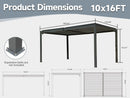 Domi 10' x 16' Louvered Pergola Outdoor Aluminum Pergola with Adjustable Roof, Aluminum Frame, Efficient Drainage System for Patio, Deck, Garden (Gray)